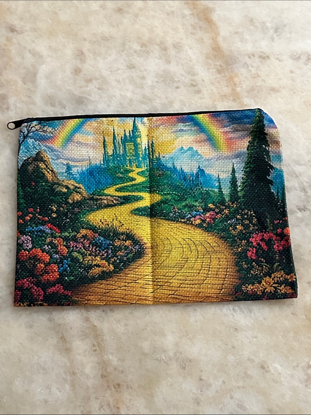 Canvas Zip Pouch with Yellow Brick Road Fantasy Print